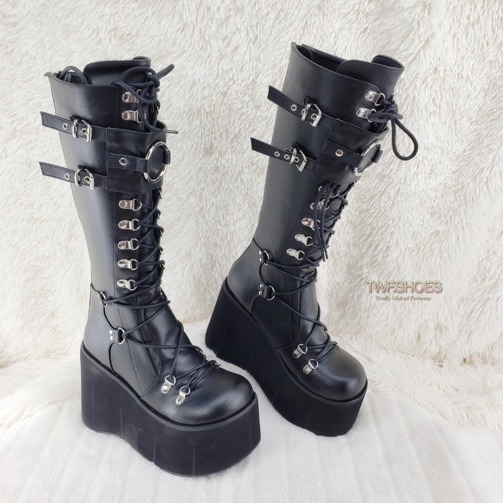 4.5" Platform Rave Goth Cyber Punk Knee Boots Kera Stomper